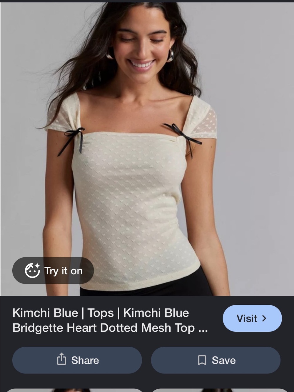 Kimchi Blue Bridgette heart dotted mesh cap sleeve top